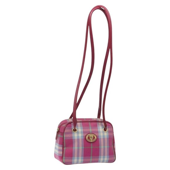 Burberrys Nova Check Shoulder Bag Canvas Pink Gold - Picture 1 of 15